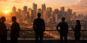 Doing business in the Philippines skyline of Makati with foreign investors exploring opportunities